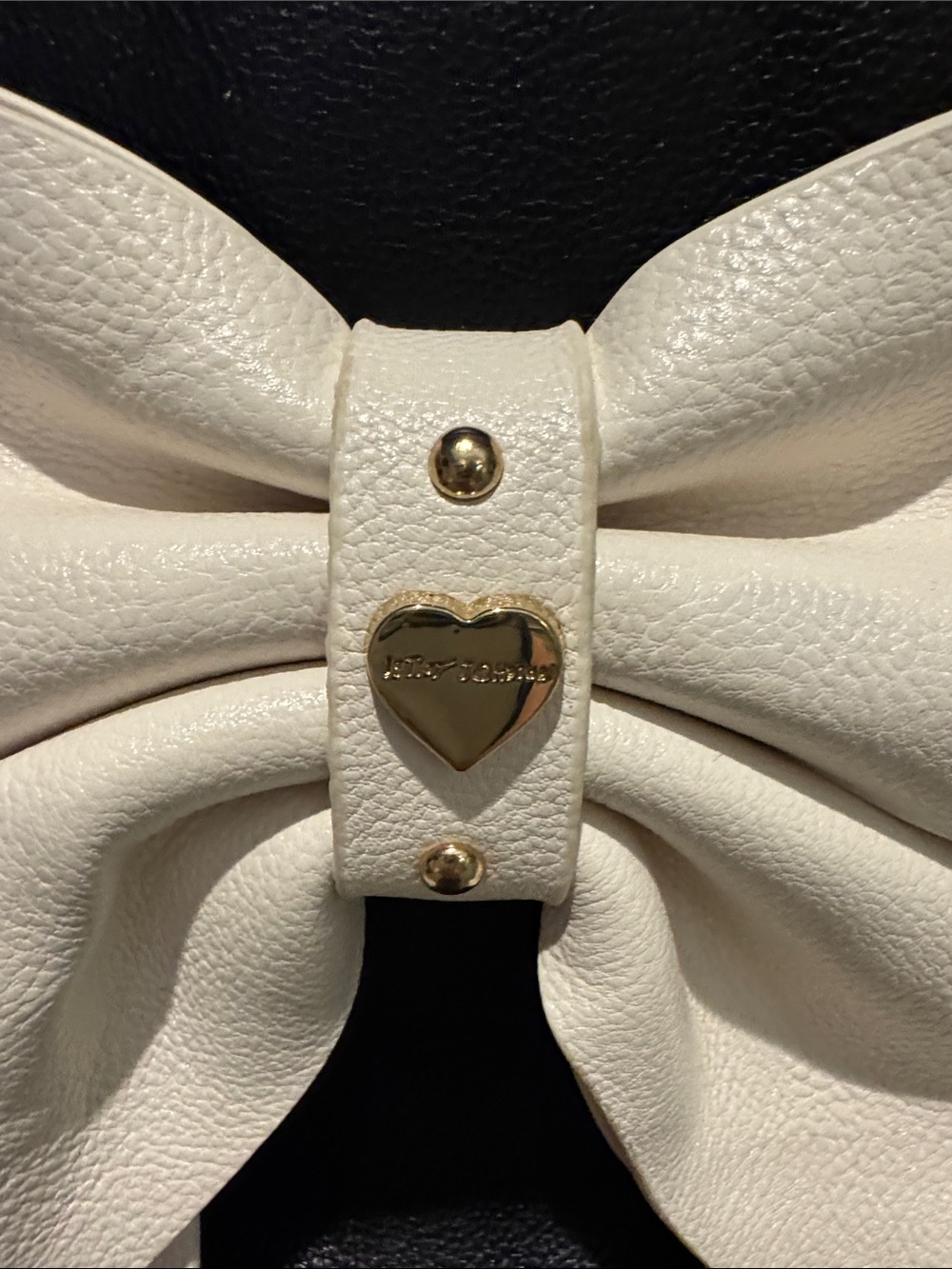 Betsey Johnson Black Satchel with Oversized White Bow - Picture 2 of 6